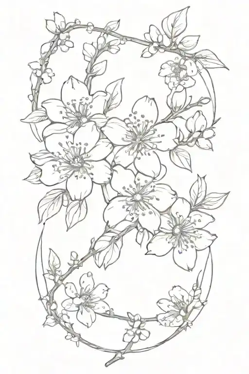 Almond Blossom branch tattoo design idea