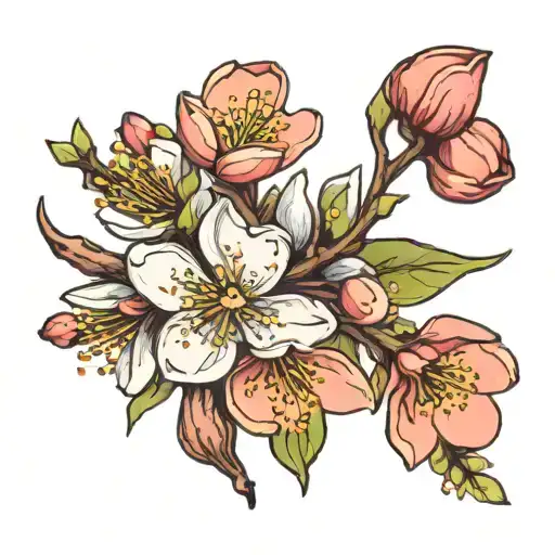 almond blossoms tattoo design idea