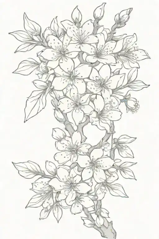 Almond Blossom branch tattoo design idea