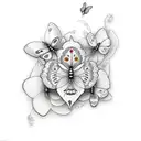 flower with 3 butterflies  tattoo design idea