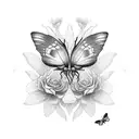flower with 3 butterflies  tattoo design idea