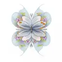 flower with 3 butterflies  tattoo design idea