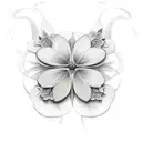 flower with 3 butterflies  tattoo design idea
