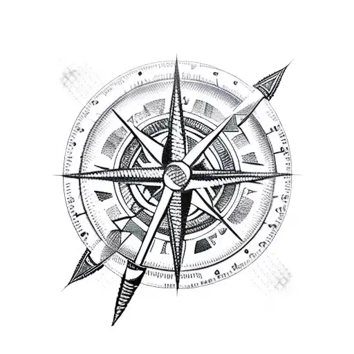 viking warrior and compass  tattoo design idea