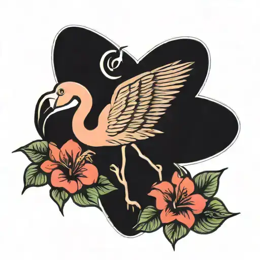 flamingo and school design tattoo design idea