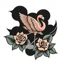 flamingo and school design tattoo design idea
