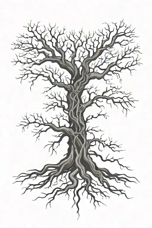 leafless tree intertwined tattoo design idea
