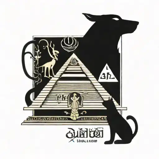 ancient Egyptian hieroglyphics, pyramid, include Thoth and anubis and an ankh tattoo design idea