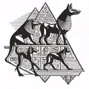 ancient Egyptian hieroglyphics, pyramid, include Thoth and anubis tattoo design idea