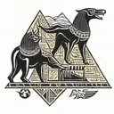 ancient Egyptian hieroglyphics, pyramid, include Thoth and anubis tattoo design idea