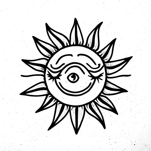 Sun and Moo tattoo design idea