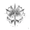 combine the whale from gojiras album "from mars to sirius" with the skeleton from their album"the way of all flesh" tattoo design idea