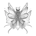cat playing with butterfly and dragonfly tattoo design idea
