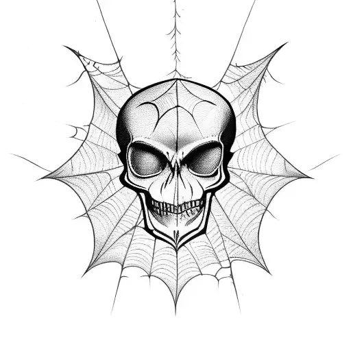 Incorporate a spider web design with a bat skull tattoo design idea
