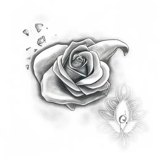 dove with a bloody rose  tattoo design idea