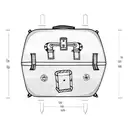 A time-traveling suitcase with clock hands as handles tattoo design idea