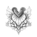 heart,  half heart flowers, half heart strength  tattoo design idea