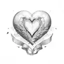 heart,  half heart flowers, half heart strength  tattoo design idea