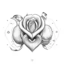 heart,  half heart flowers, half heart strength  tattoo design idea