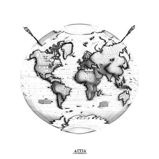 A map of the world with intricate animal illustrations representing different cultures tattoo design idea