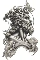stars and clouds and zeus tattoo design idea