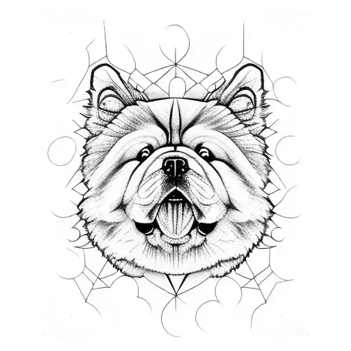 Chow Chow dog face tattoo design idea