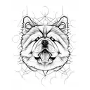 Chow Chow dog face tattoo design idea