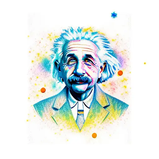 Einstein with the universe exploding from his head tattoo design idea