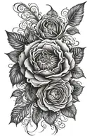 thorns wrapping around roses wrapping around peacock feathers for the forearm tattoo design idea