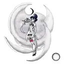 sailor pluto key staff with a crescent moon and neptune tattoo design idea
