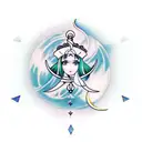 sailor pluto key staff with a crescent moon and neptune tattoo design idea