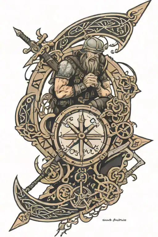 tactical sniper plus Viking runes tattoo design idea