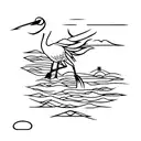 Japanese Crane with red moon tattoo design idea