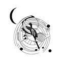 Japanese Crane with red moon tattoo design idea