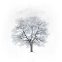 oak tree with single fallen leaf tattoo design idea
