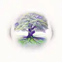 oak tree with single fallen leaf tattoo design idea