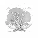old oak tree tattoo design idea
