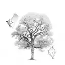 old oak tree tattoo design idea