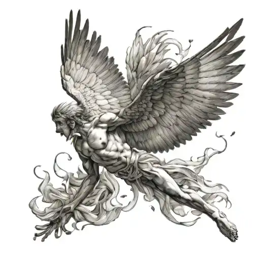 Icarus falling tattoo design idea