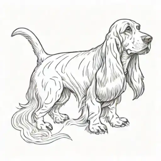 basset hound dog in black tattoo design idea