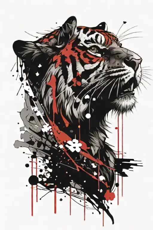 tiger staring at the stars forming tattoo design idea