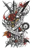 dagger intertwined vines tattoo design idea