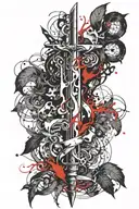 dagger intertwined vines tattoo design idea