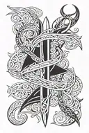 dagger intertwined vines tattoo design idea