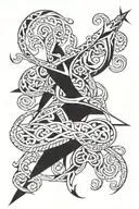 dagger intertwined vines tattoo design idea