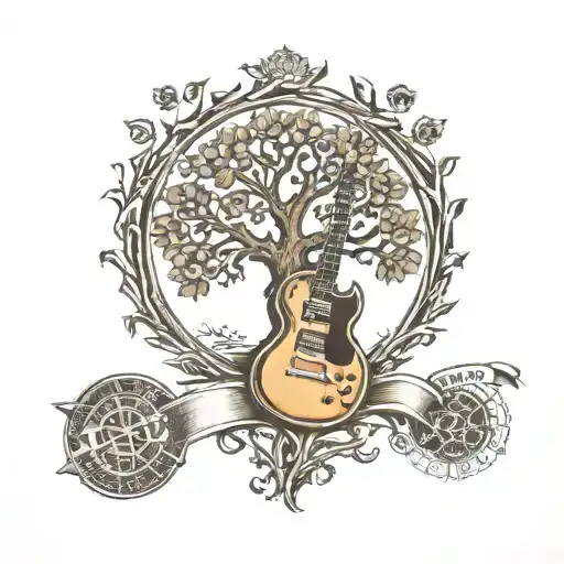 Tree of life with Gibson SG guitar tattoo design idea