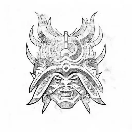 japanese Oni mask tattoo design idea