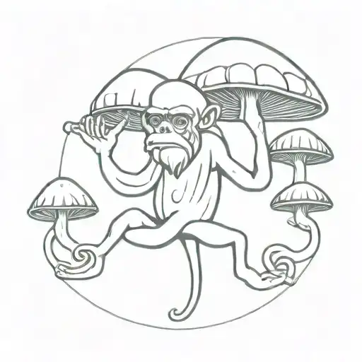 magic mushroom, stoned ape theory, tribal, balance, scales, australia tattoo design idea