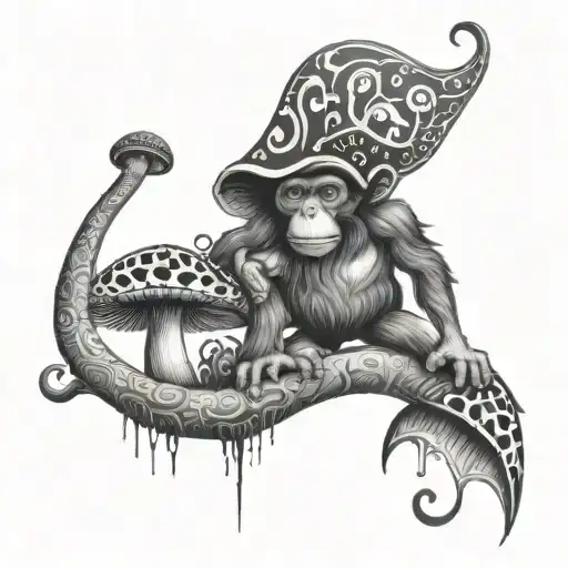 magic mushroom, stoned ape theory, tribal, balance, scales, australia tattoo design idea