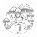 magic mushroom, stoned ape theory, tribal, balance, scales, australia tattoo design idea